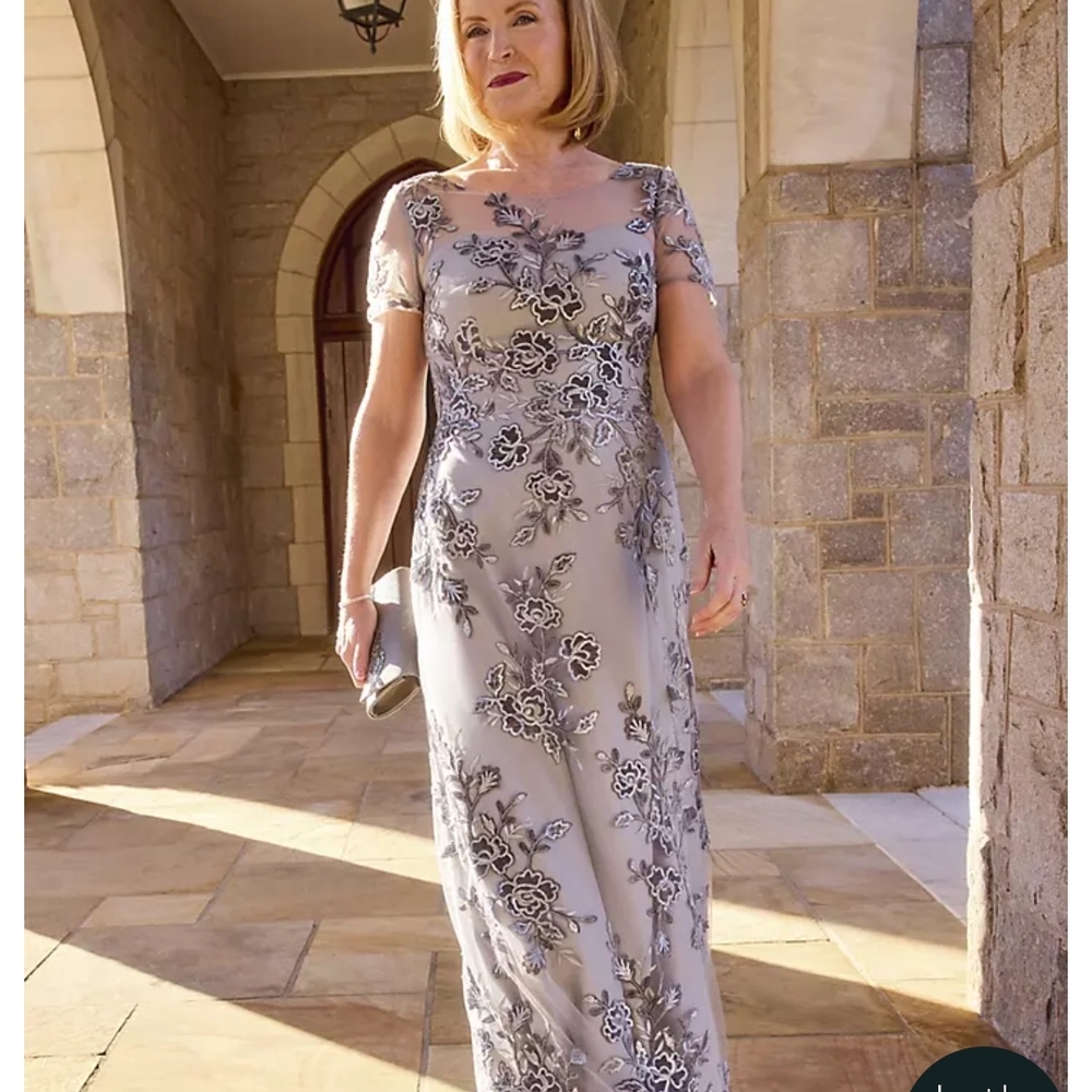 Elegant Floral Embroidered Evening Gown